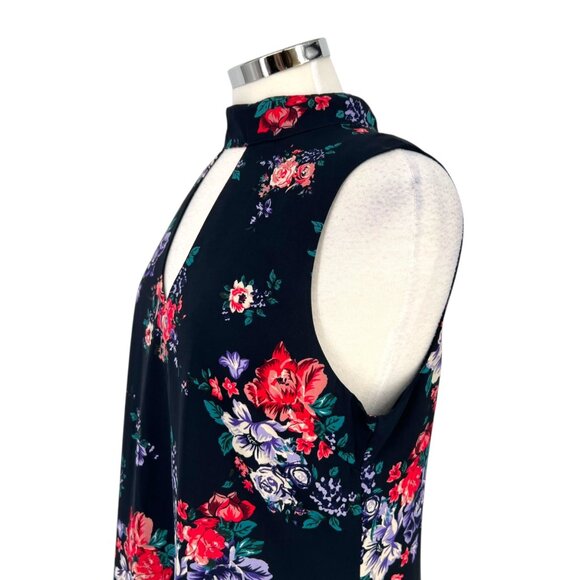 Skies Are Blue Floral Keyhole Sleeveless Dress Size Large Black Multicolor - Picture 4 of 12